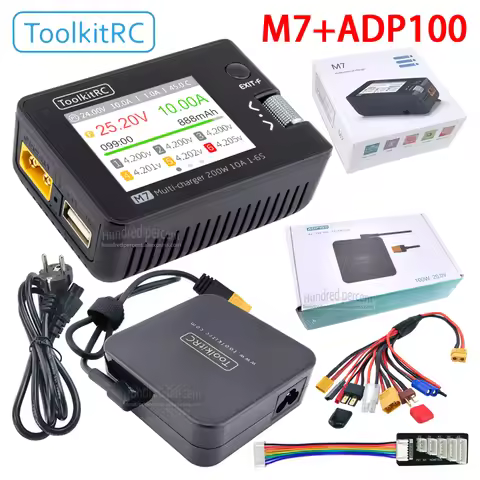 ToolkitRC M7 200W 10A DC Balance Charger Discharger for 1-6S Lipo Battery with With Voltage Servo Ch