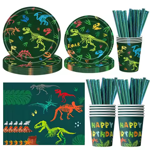 Jurassic Dinosaur Party Dinosaur Fossil Disposable Tableware Plate Cup Napkins Dinosaur Theme Birthd