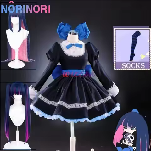 Anime Panty & Stocking with Garterbelt Younger Sister Anarchy Stocking Cosplay Costume Gothic Maid L