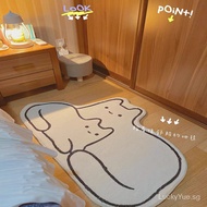 【Ready Stock】Cute Cat’s Carpet In The Bedroom, Bedroom Rug, Bedsides Carpet, Furry Mat, Irregular, M