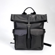 全新設計 卷頂折疊式頂蓋牛皮背包 雙肩包 真皮