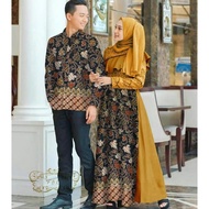 NEW BL ALAZKA Couple batik muslim gamis suami istri baju lebaran kondangan nikahan resepsi katun kom