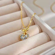 kalung Mewah Perempuan Bahan Titanium Liontin Cery Diamond