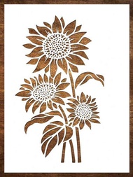 1入組大型向日葵繪畫模板，可重複使用的繪畫膠版，適用於在木材、手工藝品、帆布、紙張、布料和家具上繪畫，DIY牆壁裝飾繪畫模板