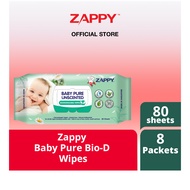 Zappy Baby Pure Unscented Biodegradable Wipes 80 Sheets x 8 Packets