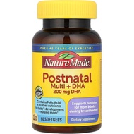 Nature Made Postnatal Multivitamin + DHA 200 mg, 60 Softgels, to Support Nursing Moms & Babies Durin