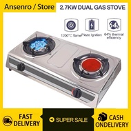 COD Dual Gas Stove 2.7KW Infrared Gas Stove Burner 8 Jet Head Nozzle LPG Cooktop Dapur Gas Stainless