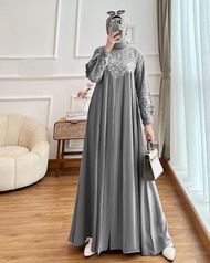 AGHNIA MAXY Dress Brokat Motif Bunga Model Cantik Kekinian Baju Wanita Trand Terbaru Outit Cewek Fas