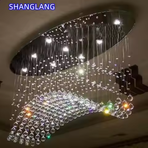 Modern Crystal Chandelier Contemporary Lighting Illumination New Curve Flush Mount Shop Light