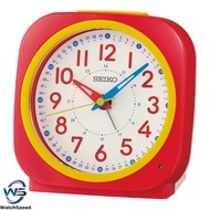Seiko QHE200 QHE200R White Dial Red Case Alarm Clock