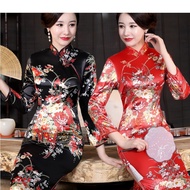 Cheongsam Dress Plus Size Flower Long dress Short/Three-Quarter Sleeve Retro Chinese dress Cheongsam