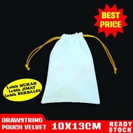 VELVET DRAWSTRING POUCH 10x13CM BEG UNCANG BALDU