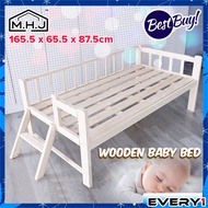 MHJ 168 Easel Wooden DIY Baby Bed Baby Cot Attached to Parents Side Bed With Guardrail &amp; Staircase Katil Budak Katil Bayi