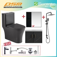 Sorento Bathroom  Matt Black One Piece Design Toilet Bowl WC Bathroom Stainless Steel Cabinet Packag