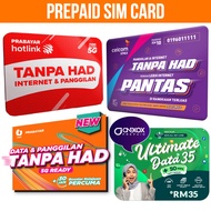 Prepaid Sim Card Prabayar CELCOM UMOBILE MAXIS HOTLINK ONEXOX TONEWOW Unlimited Internet 6Mbps Hotspot Tanpa Had