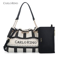 Carlo Rino Black Logogram Knit Bucket Bag