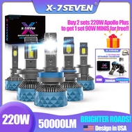 X-7SEVEN Apollo Plus 3-Year Warranty 220W 50000LM CANBUS Car LED Headlight Bulb H4 H11 HB3 H7 H1 HB4