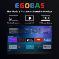 【5G WiFi+Battery】 EGOBAS 15.6'' Wireless Projection Portable Ponitor/10-point touch/Android 9.0/Bluetooth/Airplay &amp; Miracast Compatible/1080P/Gaming Monitor for Switch Xbox PS5