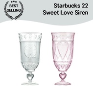 Starbucks 22 Sweet Love Siren Heart Goblet Glass 414 ml Coffee mug gift home cafe supplies, emotional interior items