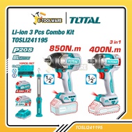Total TOSLI241195 Li-ion 3 Pcs Combo Kit 450NM & 850NM Impact Wrench + Work Lamp