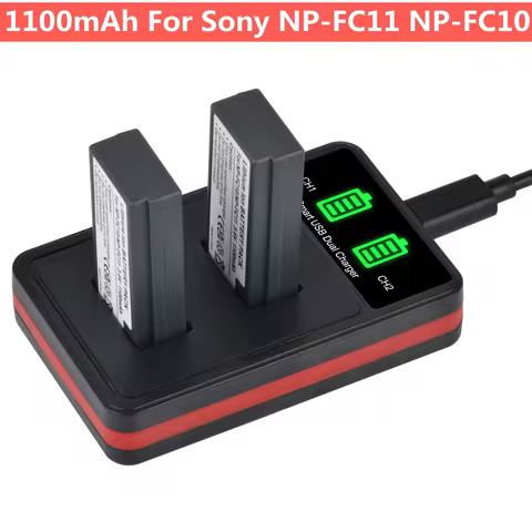 1100mAh NP-FC11 NP-FC10 Battery+Charger with Type C for Sony Cyber-shot DSC-P10 DSC-P8L DSC-P9 DSC-P