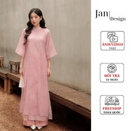SA Modern Silk Ao Dai with 4 Sides, soft embroidered silk fabric - Jan Store H83