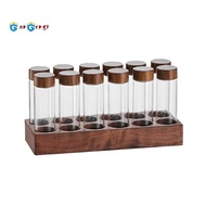 Single Dose Coffee Bean Storage Tubes Coffee Bean Cellar Wooden Display Stand and Funnel Espresso Ac