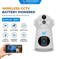 South Ocean Rotation IP 8MP Wireless CCTV Battery Powered  WiFi HD Night Vision 360