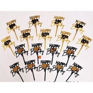 New gold black happy 30 60 70th birthday acrylic cake topper cake topper birthday