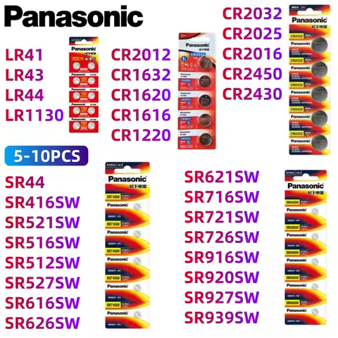 5Pcs Original Panasonic CR2032 CR2025 CR2016 CR1632 CR1616 CR1620 CR2450 CR2430 LR44 LR41 LR1130 LR4