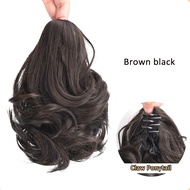 Short Wavy Claw Clip On Ponytail Hair Extension Synthetic Ponytail Extension Hair For Women Pony Tai
