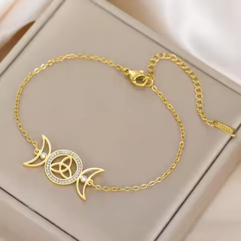 Hecate Bracelet Triple Moon Goddess Protection Bracelet For Women Hekate Lilith Greek Mythology Paga