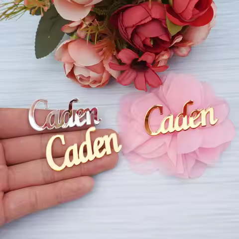 Custom Acrylic Mirror Name Tags Personalized Name Labels Wedding Place Cards Gift Name Decoration Pa