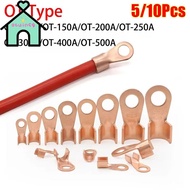 OTUINSG 5/10Pcs OT Cable Connector Kit, Bolt Hole Copper OT Wire Nose Terminal Crimp, Durable OT Typ