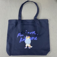 MAISON kitsune Nhật Bản và Hàn Quốc túi màu xanh MK Túi vải in Túi mua sắm túi tote đeo vai