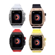 A6 Apple watch 陶瓷塗層 鋅合金錶殼 紅色 黃色 白色 黑色 錶帶 steel watch case w/ rubber strap - watch band designed for iWatch Series 7/6/5/4/SE 44mm 45mm (RM style 金屬改裝)