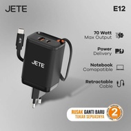JETE E12 60 Watt Charger, Fast Charging Notebook Compatible, with Builtin Cable Retractable -