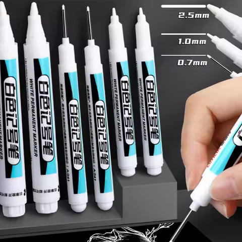 0.7/1.0/2.5mm Waterproof White Marker Pen Paint Tread Environmental Pens Car Tire Painting Graffti S