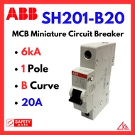 ABB MCB SH201-B20 6kA B Curve 20A 1Pole Miniature Circuit Breaker