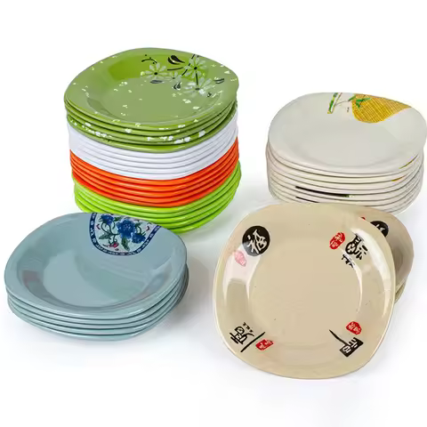 Melamine Colored Square Snack Plate Fast Food Restaurant Dish Hot Pot Plate Restaurant Hotel Commerc