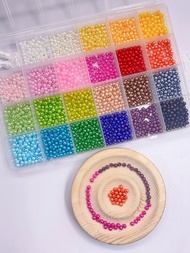 24隔間彩色人造珍珠製作diy材料1盒(新品)