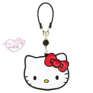 ♥小花花日本精品♥ HelloKitty 凱蒂貓大頭造型皮質伸縮票卡套 車票套 悠遊卡套 一卡通 42229704