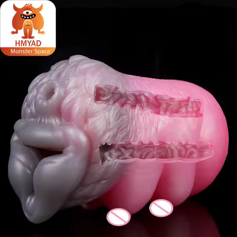 HMYAD Animal She-wolf Fantasy Two channel Onahole Silicone Male Masturbator Realistic Textured Pocke