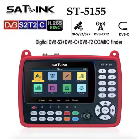 Satlink ST-5155 DVB-S2+DVB-C+ DVB-T2 Combo MPEG4 HD H.265 Meteran Pencari Satelit H.265 HEVC Qsk 8sk