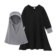 New Stock Clothes Muslim Baby Girls' Abaya With Hijab Full Length Robe Burka Maxi Little Kid Toddler