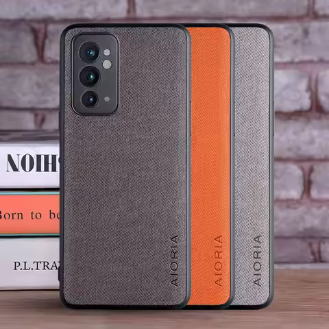 Case for Oneplus 9RT 9R coque Luxury textile Leather capa skin soft TPU hard phone cover for oneplus