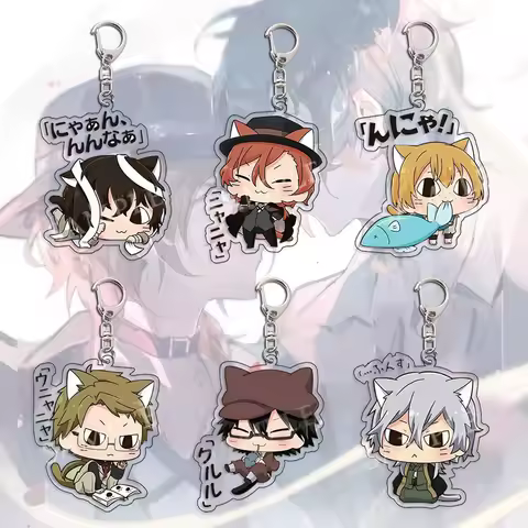 keychain bungou Stray Dogs Arcylic Keychain Atsushi Nakajima Dazai Flower Key Chain Women Men Access
