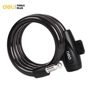 Deli Bicycle Lock Cable Multipurpose Ring Set Code 5 Digits Easy To Carry Rustproof
