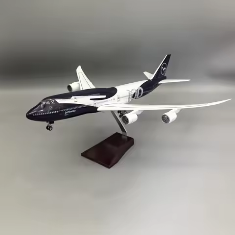 Lufthansa 747-8 Miniature Airplane 100 Years 1/160 Scale Planes 747 Plastic Model 47CM with Light &W