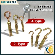 M6 M8 M10 Anchor Eye Bolt Skru Cangkuk Dinding Expansion Hook O-Type ?-Type Close Eye Wall Plug Slee